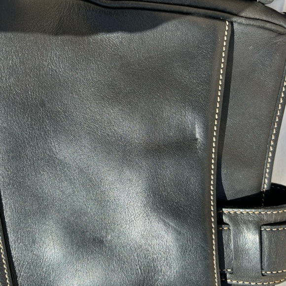 Black Leather Buckle Flap Zipper Shoulder Bag - Picture 7 of 16